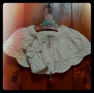 Girls Irish Wool Shawl Sweater Poncho w/ Headband